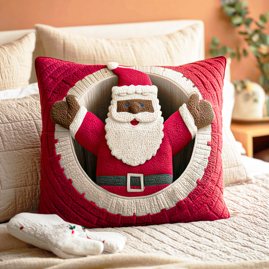 Black Santa Quilted Pillow Case NCU0TD505
