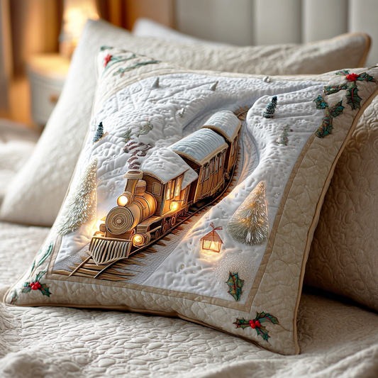 Steam Train Christmas Quilted Pillow Case NCU0TD814