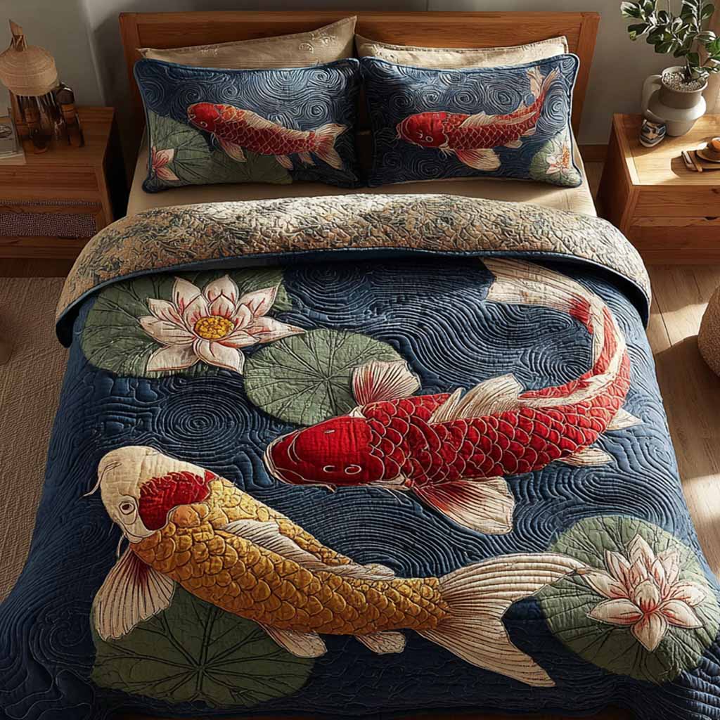 Sapphire Pond 3-Piece Quilted Bedding Set NCU0XD2640
