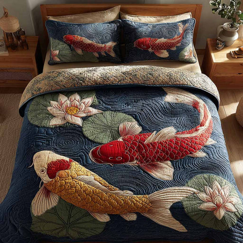 Sapphire Pond 3-Piece Quilted Bedding Set NCU0XD2640