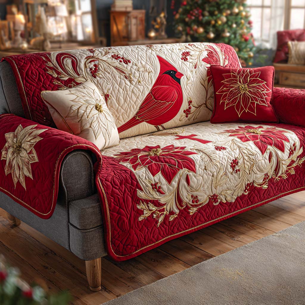 Crimson Magic Quilted Sofa Cover NCU0XD1671