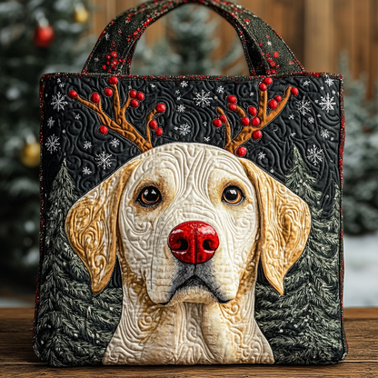 Holiday Reindeer Golden Lab Quilted Tote Bag NCU0XD1181