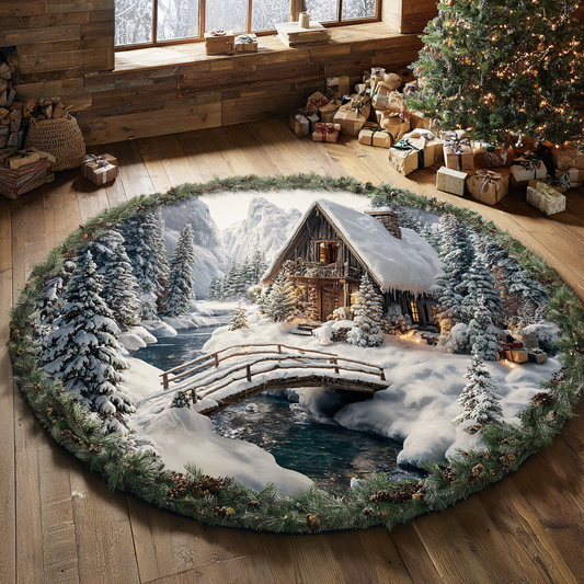 Winter Pine Woodland Round Carpet NCU0TD1840