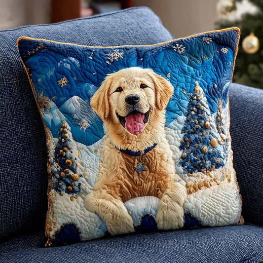 Snowy Golden Retriever Quilted Pillow Case NCU0HH222