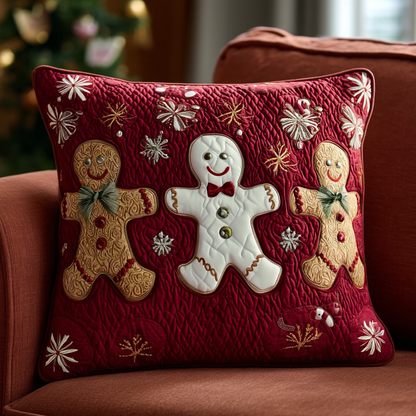 Festive Gingerbread Man Quilted Pillow Case NCU0HH1128
