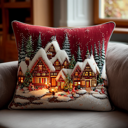 Twinkling Christmas Village Quilted Pillow Case NCU0HH1319