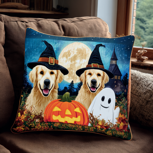 Ghost Golden Retriever Quilted Pillow Case NCU0HH532
