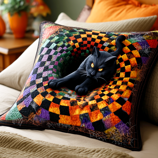 Shadow Cat Quilted Pillow Case NCU0TD486