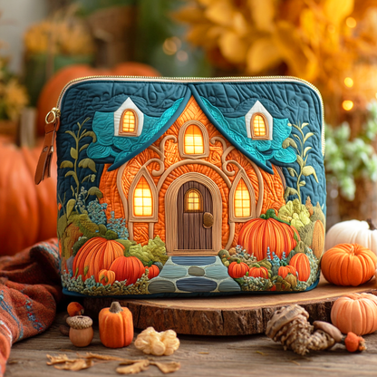 Autumn Pumpkin Cottage Quilted Zipper Pouch NCU0TD141