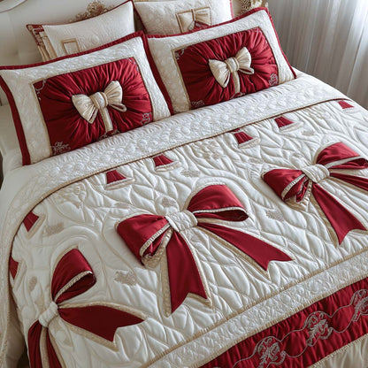 Golden Ribbon Charm 3-Piece Quilted Bedding Set NCU0XD597