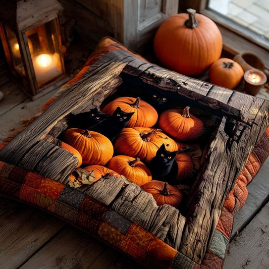 Pumpkin Cat Hollow Quilted Pillow Case NCU0XD915