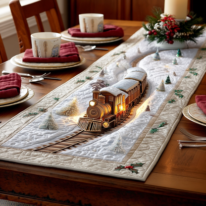 Steam Train Christmas Quilted Table Runner NCU0TD814