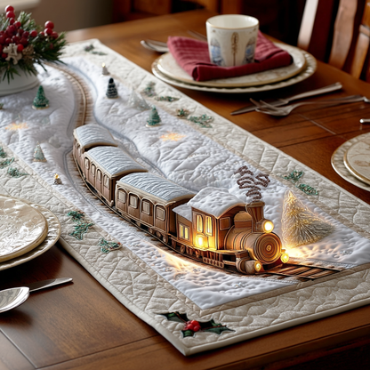 Steam Train Christmas Quilted Table Runner NCU0TD814