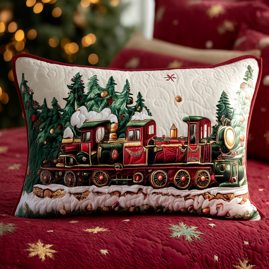 Festive Train Adventure Quilted Bedding Pillow Case NCU0XD208