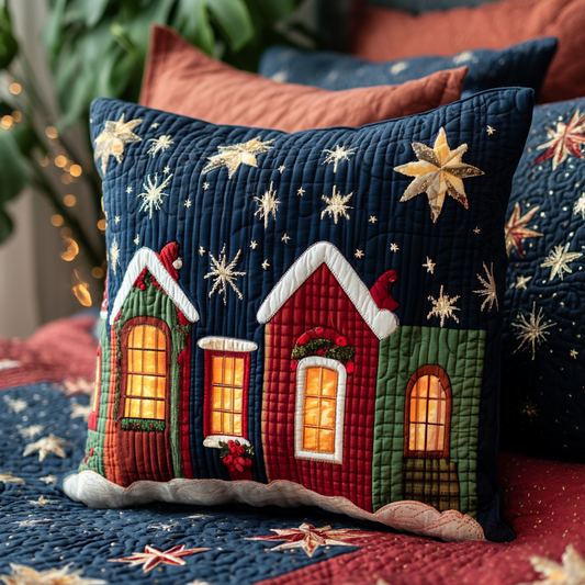 Yuletide Village Dreams Quilted Pillow Case NCU0XD153
