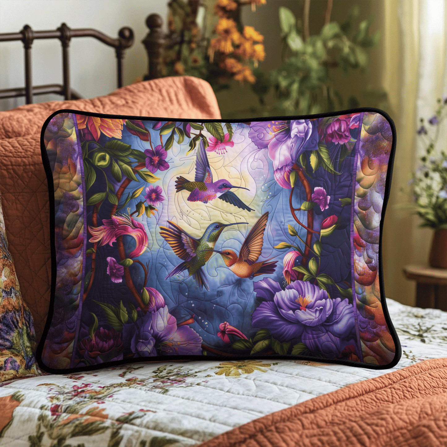 Dreamy Hummingbirds Quilted Bedding Pillow Case NCU0TH2960