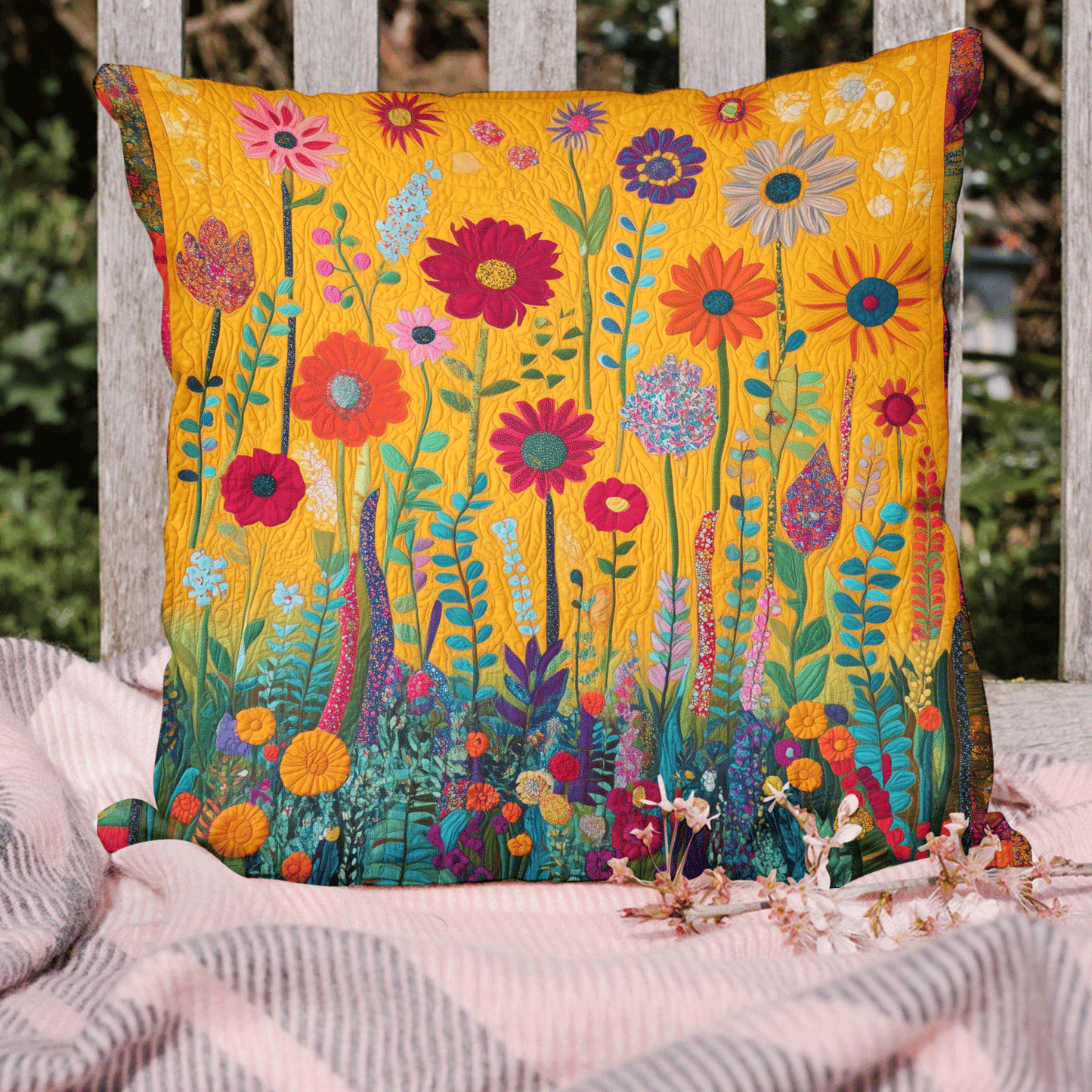 Bold Flowers Quilted Pillow Case NCU0VL388