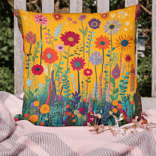 Bold Flowers Quilted Pillow Case NCU0VL388