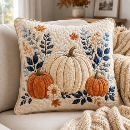 White Pumpkins Quilted Pillow Case NCU0VL3767