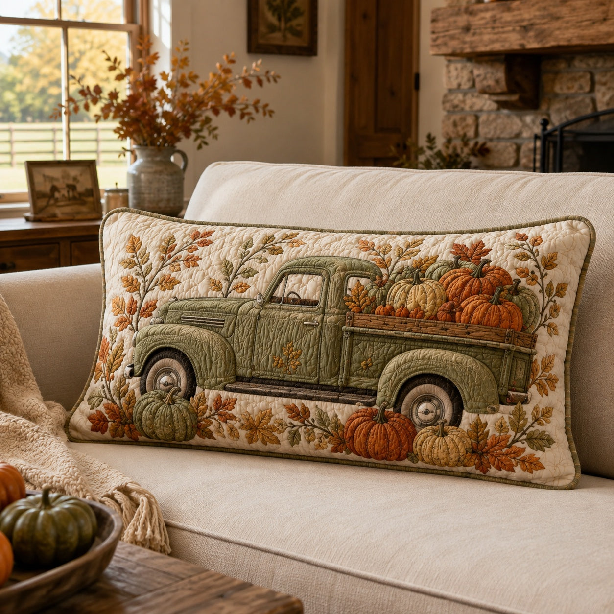 Gnome Truck Quilted Bedding Pillow Case NCU0VL3761