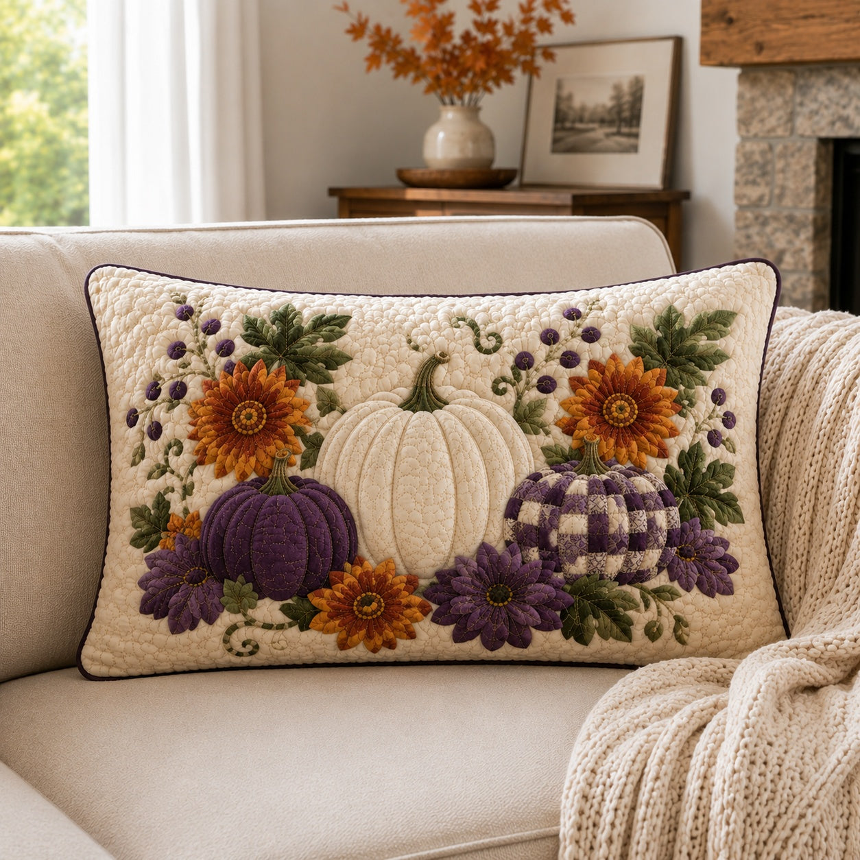 Purple Harvest Quilted Bedding Pillow Case NCU0VL3792