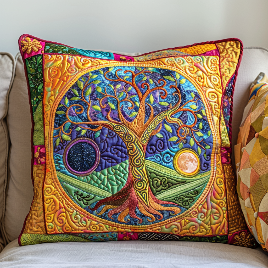 Intricate Tree of Life Quilted Pillow Case NCU0PD112