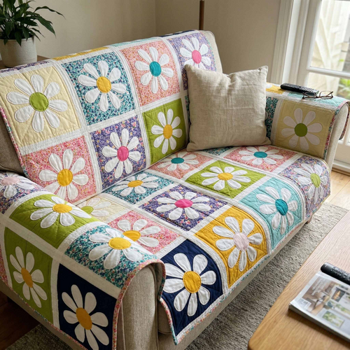 Pastel Garden Quilted Sofa Cover NCU0XD2508