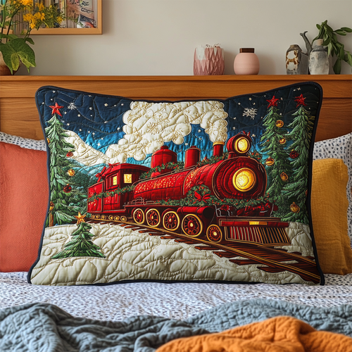 Snowbound Train Quilted Bedding Pillow Case NCU0VH741