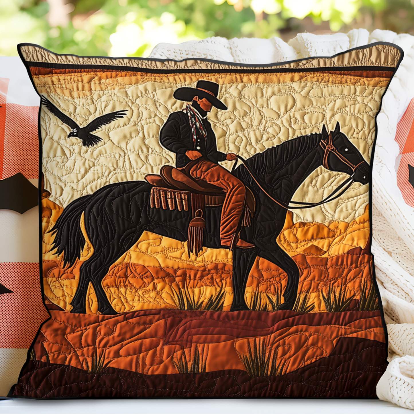 Desert Cowboy Quilted Pillow Case NCU0VH821