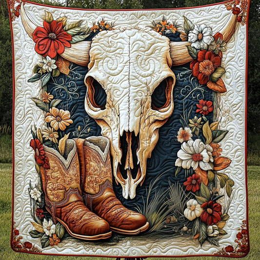 wildflowers Skull Quilted Blanket NCU0NT5242